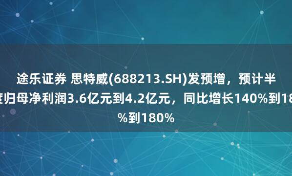 途乐证券 思特威(688213.SH)发预增，预计半年度归母净利润3.6亿元到4.2亿元，同比增长140%到180%